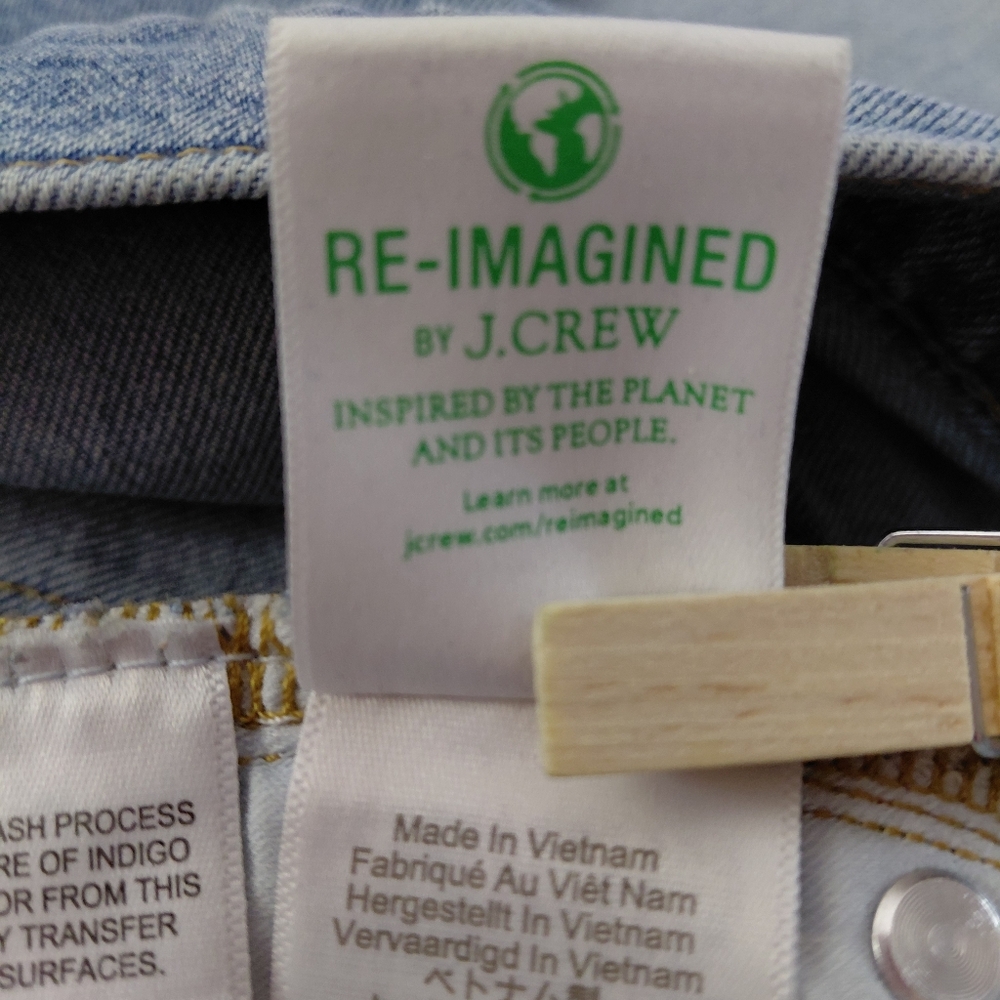 J. CREW 28 SLIM WIDE LEG RAW HEM HIGH RISE STYLE#BR863 SP23 INDIGO BLUE MED WASH - Picture 11 of 13